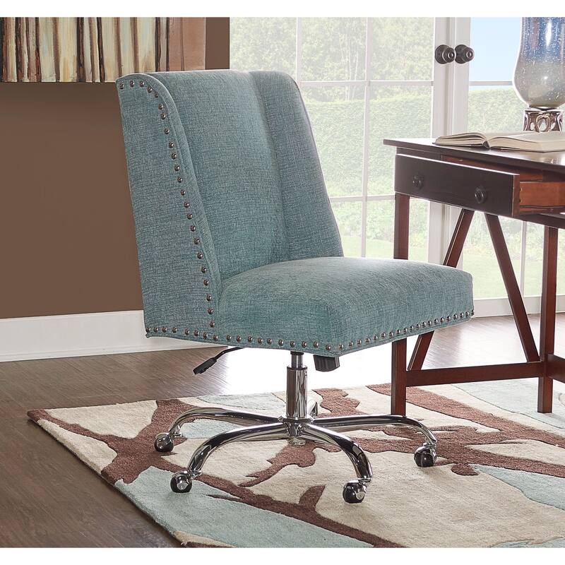 Solid Adjustable Office Chair - 41.5" - Aqua Blue and Silver