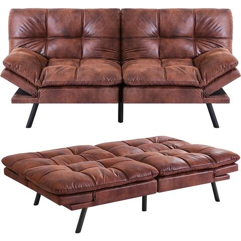 Modern convertible sofa bed with adjustable armrests for small space