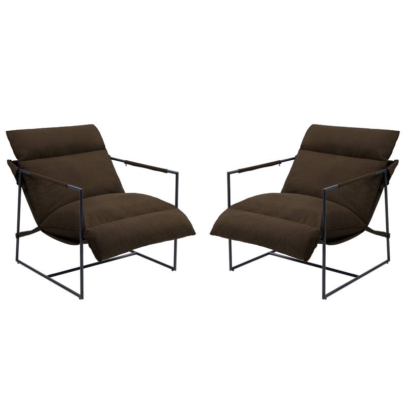 Metal Framed Sling Fabric Accent Chair Set of 2