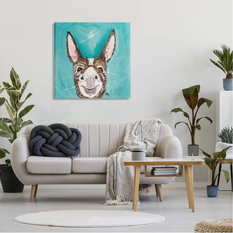 Stupell Silly Smiling Donkey Bold Turquoise Thick Brushstrokes Canvas Wall Art, Design by Molly Susan Strong