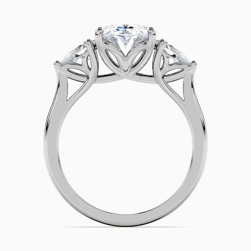 Auriya 14kt White Gold Lab Grown Oval Diamond Engagement Ring with Vintage Three Stone Pear Accents (F-G, VS)