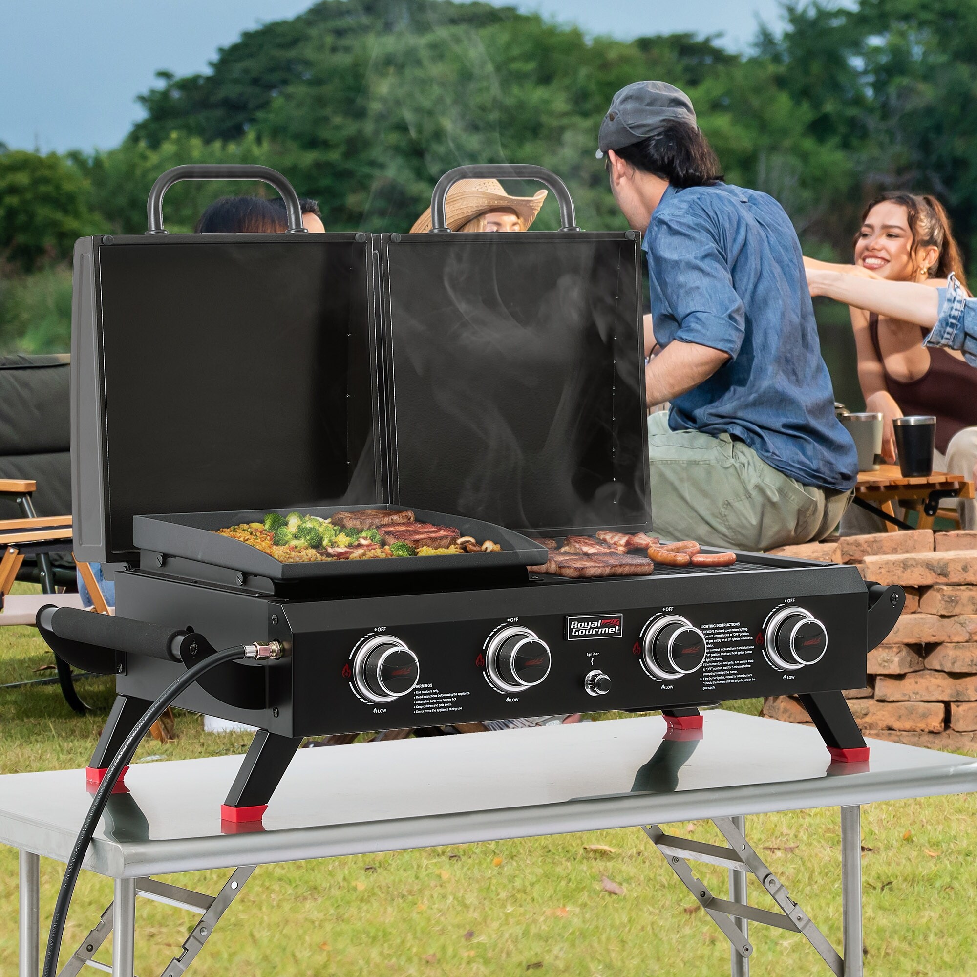 Royal Gourmet GD4002TP Portable Tabletop Grill & Griddle Combo