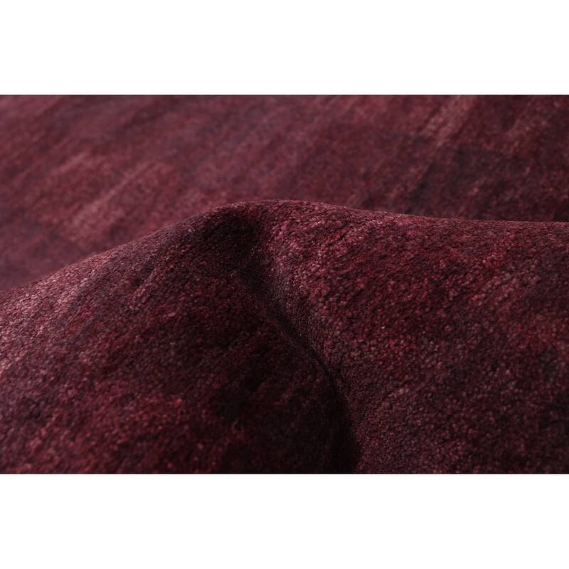 ECARPETGALLERY Hand-knotted Color Transition Dark Burgundy Wool Rug - 5'7 x 7'9