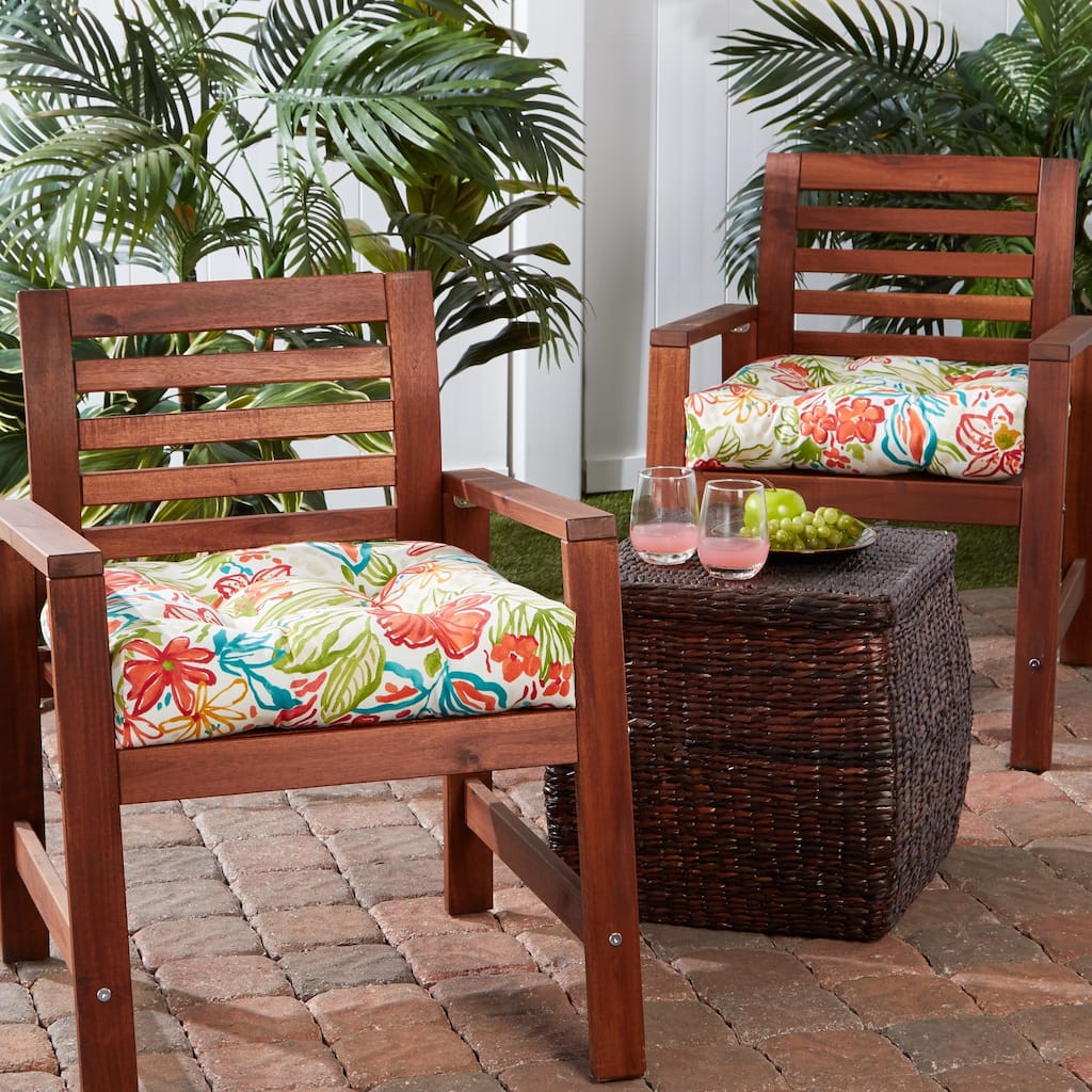 Breeze Floral 20-inch Outdoor Dining Seat Cushion (Set of 2)