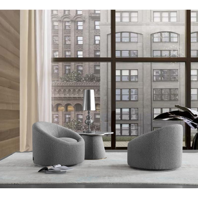 Modrest Frontier Glam Grey Fabric Accent Chair