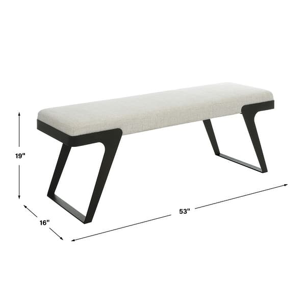 Boucle Upholstered Top Bench with Curved Base - 53" - White and Black