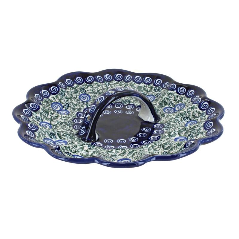 Blue Rose Polish Pottery 1559 Zaklady Egg Plate