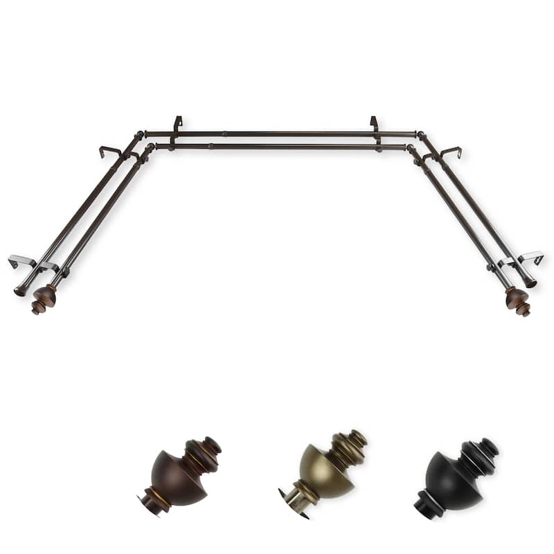 Rustic Curtain Rods & Hardware - Adjustable Lengths 20-72 Inch - Black Rods with Finials - M