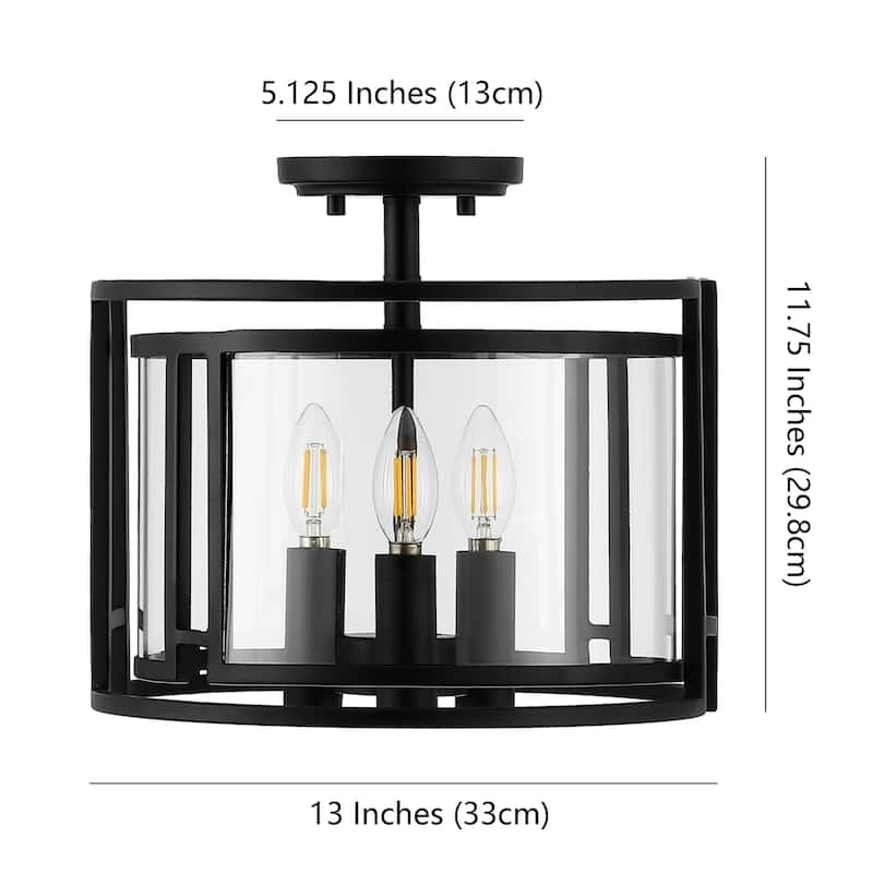 SAFAVIEH Lighting Altair 3-Light Led Flush Mount - 13" W x 13" L x 11.75" H - Bronze - 13Wx13Dx12H