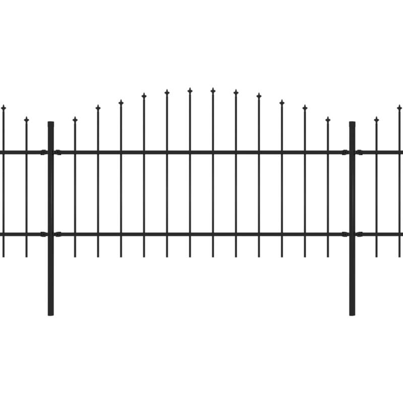 vidaXL Garden Fence with Spear Top Steel 16.7' Black
