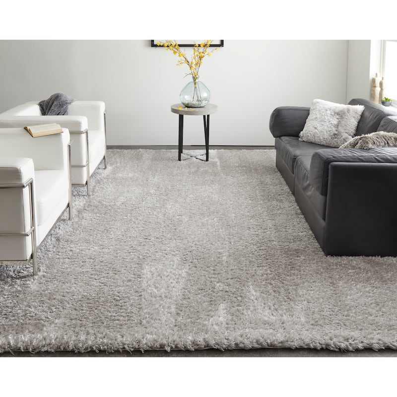Loman Solid Modern Area Rug - 7'-11" x 10' - Silver Gray