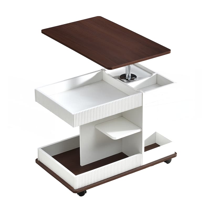 Modern Multifunctional Sofa Side Table with Lift-Top
