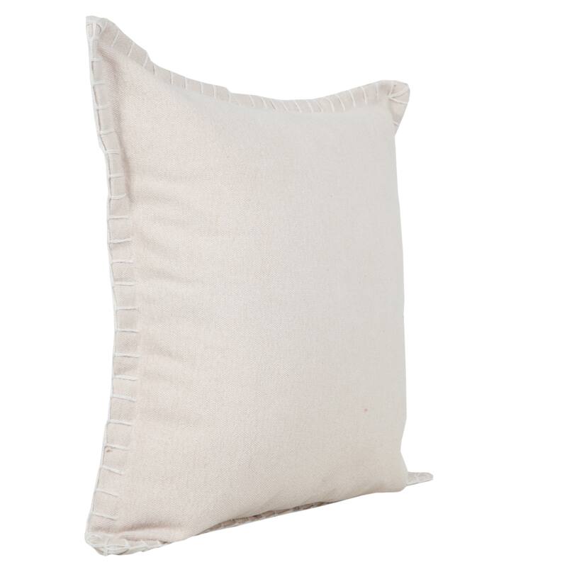 HomeRoots 20" X 20" Beige 100% Cotton Zippered Pillow