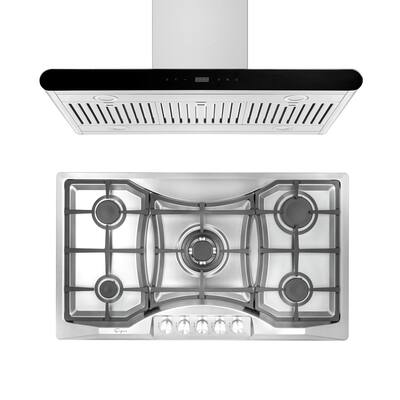 2 Piece Kitchen Appliances Packages Including 36" Gas Cooktop and 36" Island Range Hood