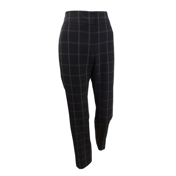 womens black and white checkered pants