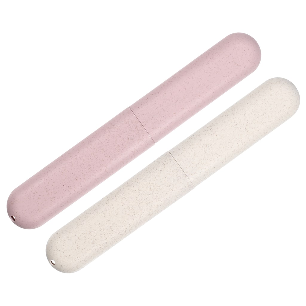 Toothbrush Holders Case for Travel Beige Pink 8.07"x1.22"x0.83" - Pink, Beige