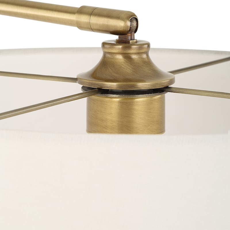 Tall Floor Lamp with Round Tapered Shade - 66.5" - Brushed Brass Finish