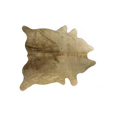 HomeRoots 6' X 7' Gold Genuine Cowhide Area Rug - 6' x 7'