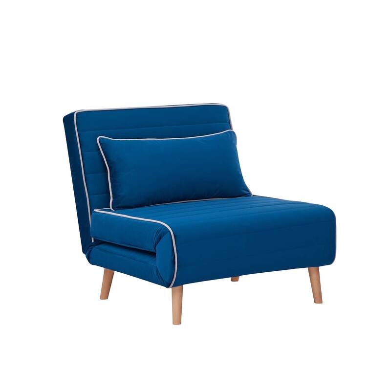 CANON Modern Velvet Foldable Sofa Bed with Piping Design - 3-Position Adjustable Backrest