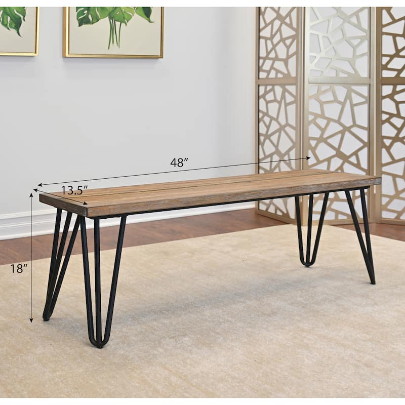 Elegant Indoor Bench Leisure Stool with Hairpin Metal Legs, Dining Bench Decorative Bench Entryway Footrest Bench