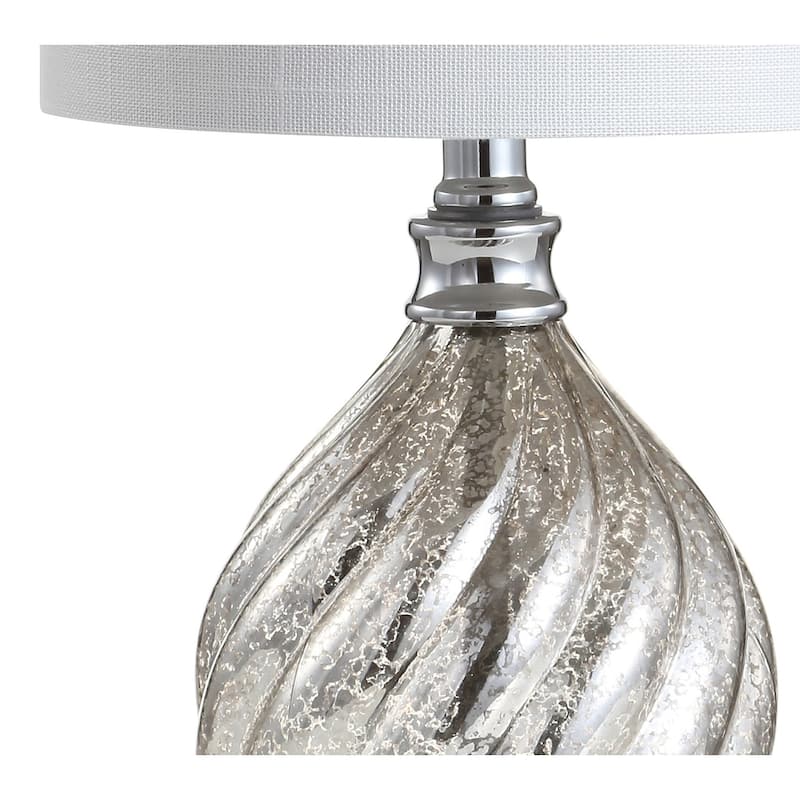 Lawrence 20.5" Glass/Metal LED Table Lamp, Mercury Silver by JONATHAN Y