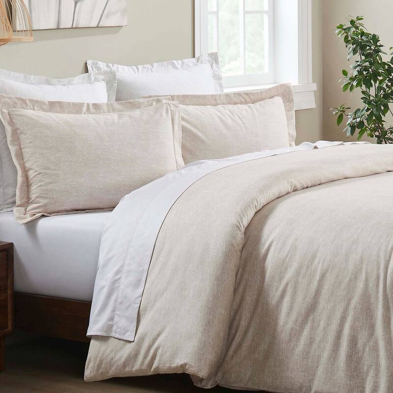 Superior Melange Flannel Cotton Two-Toned Brushed Duvet Cover Set