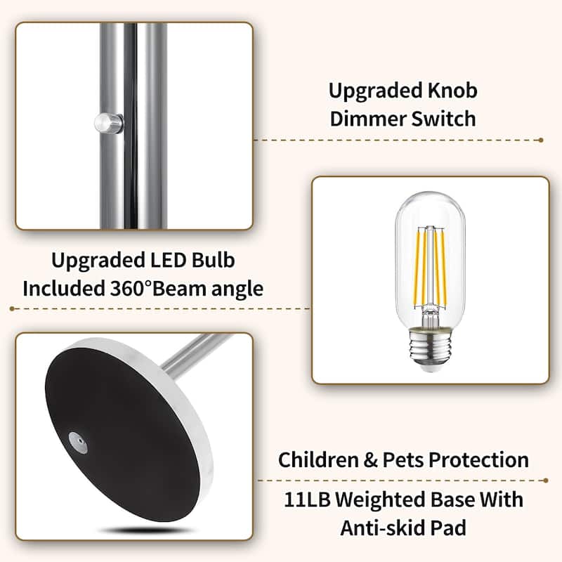 Brio 90" 3-Light Modern Crystal Arc Floor Lamp - 85