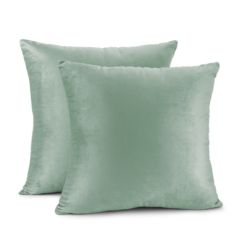 Porch & Den Cosner Microfiber Velvet Throw Pillow Covers (Set of 2) - 26" x 26" - Mint