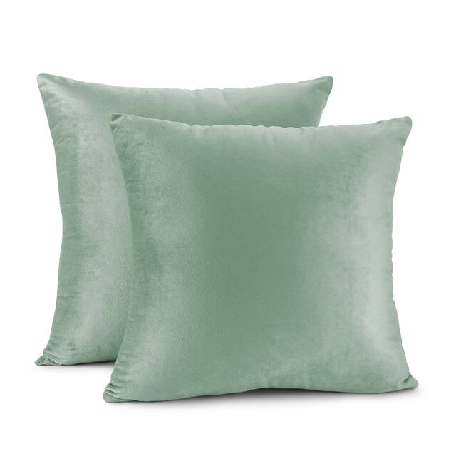 Porch & Den Cosner Microfiber Velvet Throw Pillow Covers (Set of 2) - 20" x 20" - Mint