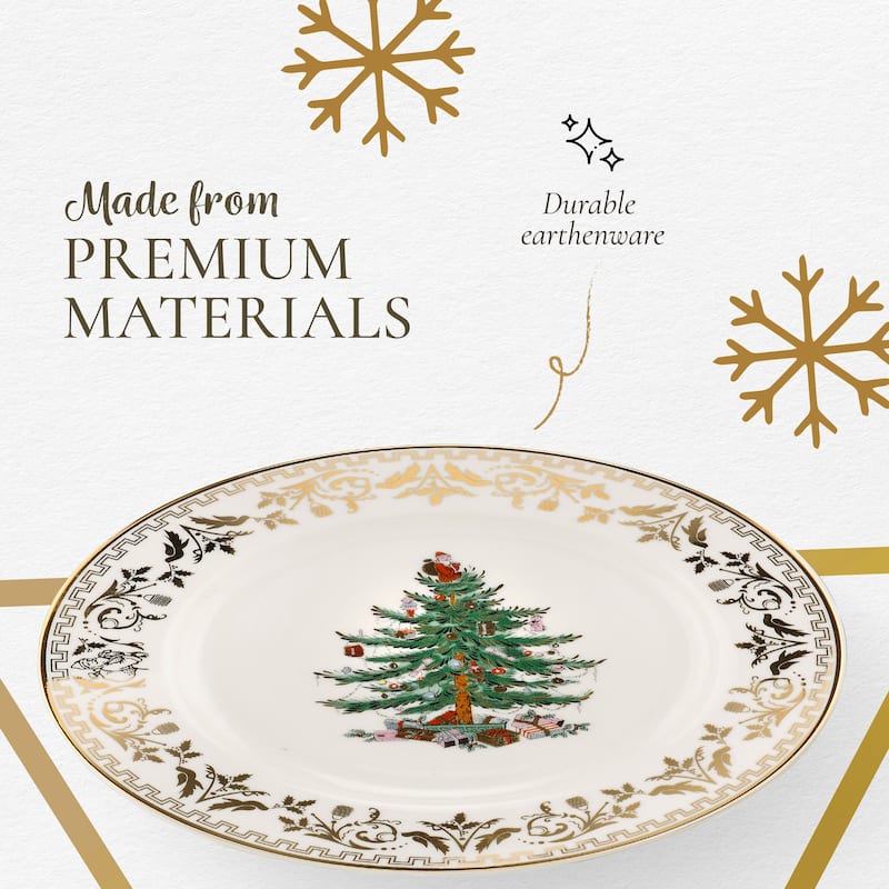 Spode Christmas Tree Gold Collection Set of 4 Salad Plates - 8-Inch