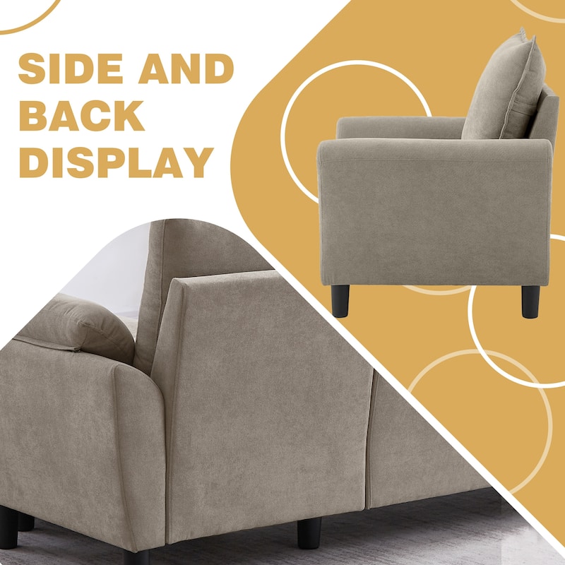 3-Piece Living Room Sectional Sofa Set with Chair and Ottoman