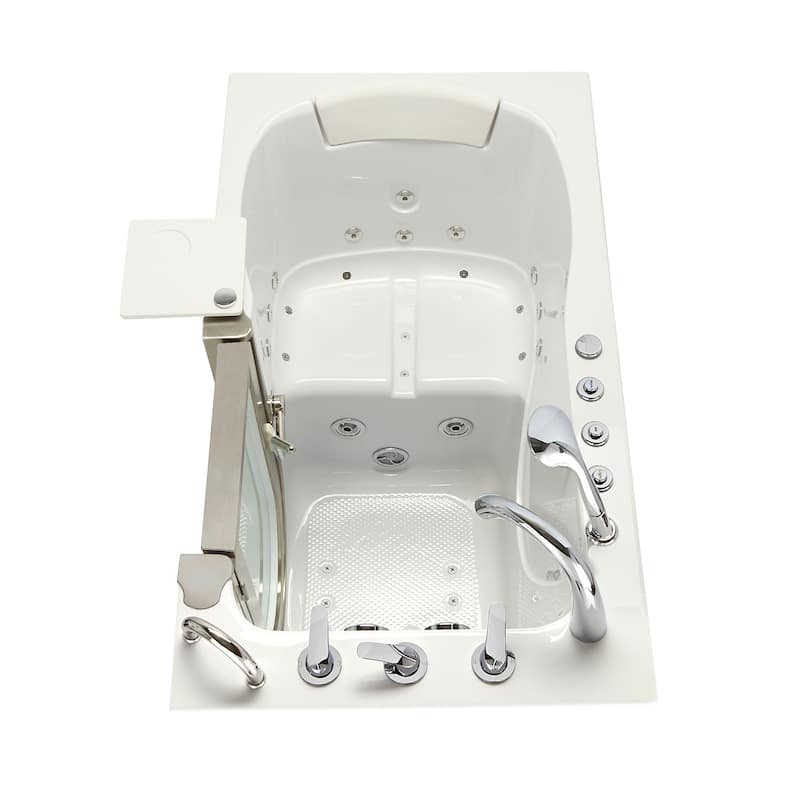 Ella Petite 28"x52" Acrylic Walk-In Bathtub with Inward Swing Door, 5 Piece Fast Fill Faucet, 2" Dual Drain