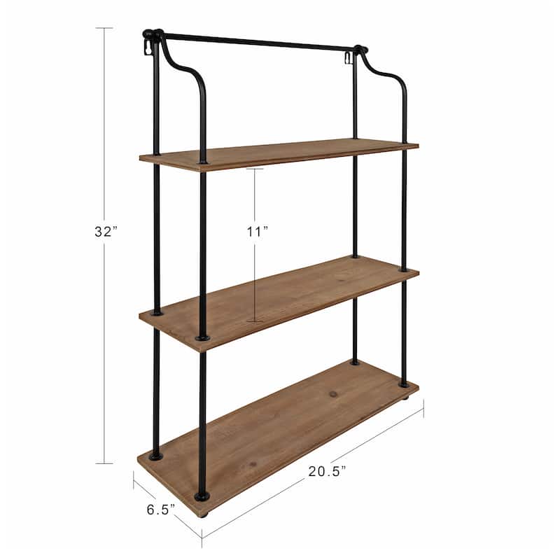 Kate and Laurel Walters Wood and Metal 3-tier Floating Shelf
