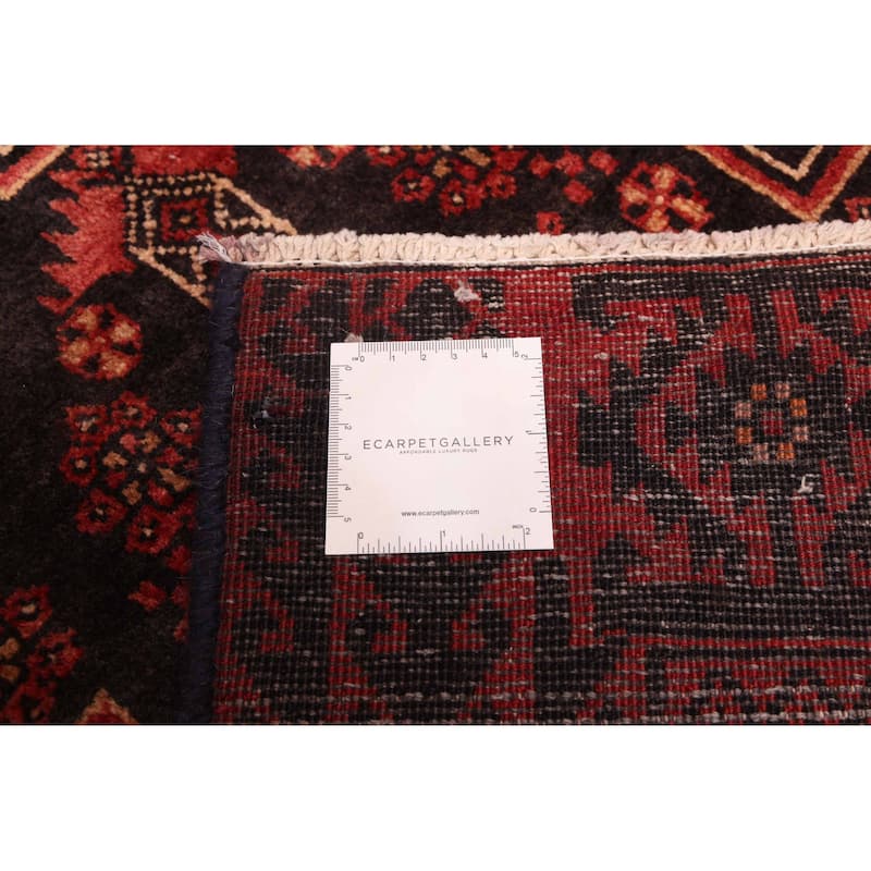 ECARPETGALLERY Hand-knotted Baluch Black, Red Wool Rug - 2'10 x 5'10
