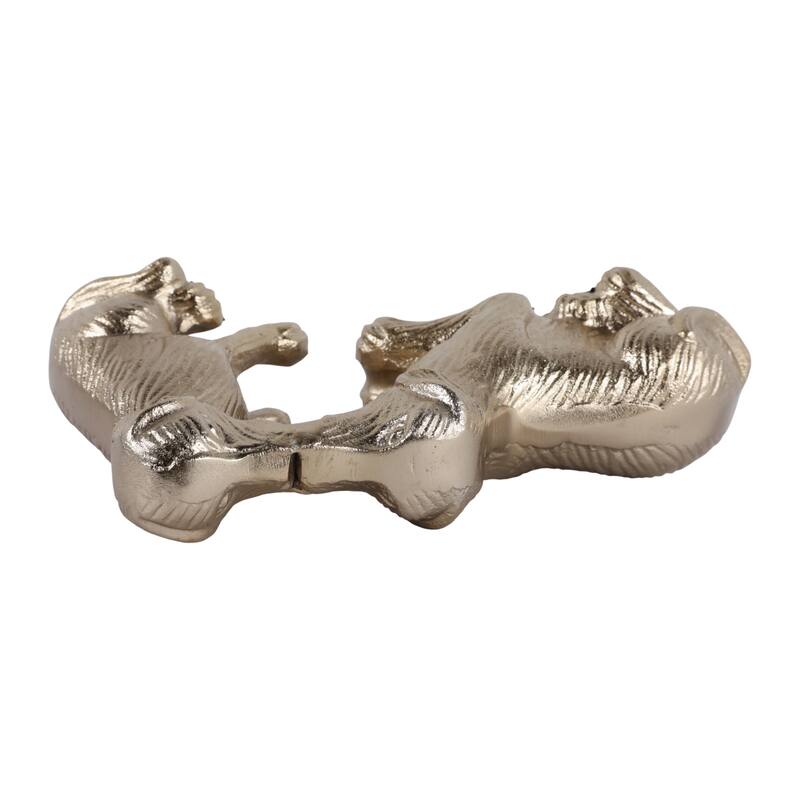 Cute Kissing Dogs Statue Figurine - Decorative Sculpture - 10", Gold - 9.75"