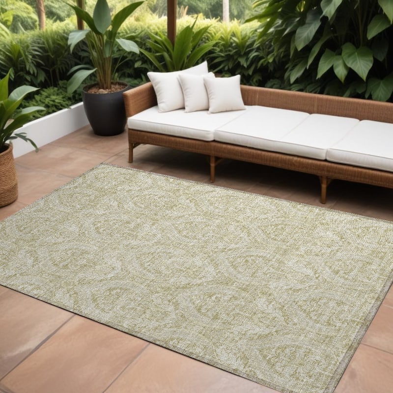 Almit Lush Floral Weather Resistant Versatile Elegance Outdoor Rug - 10' X 14' - Green