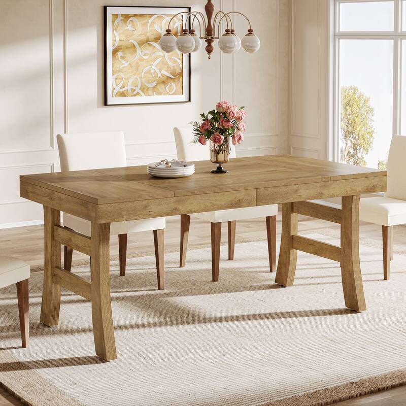 63 Inches Rectangular Farmhouse Dining Table for 4-6 People - 63" W x 31.5" D x 29.5" H