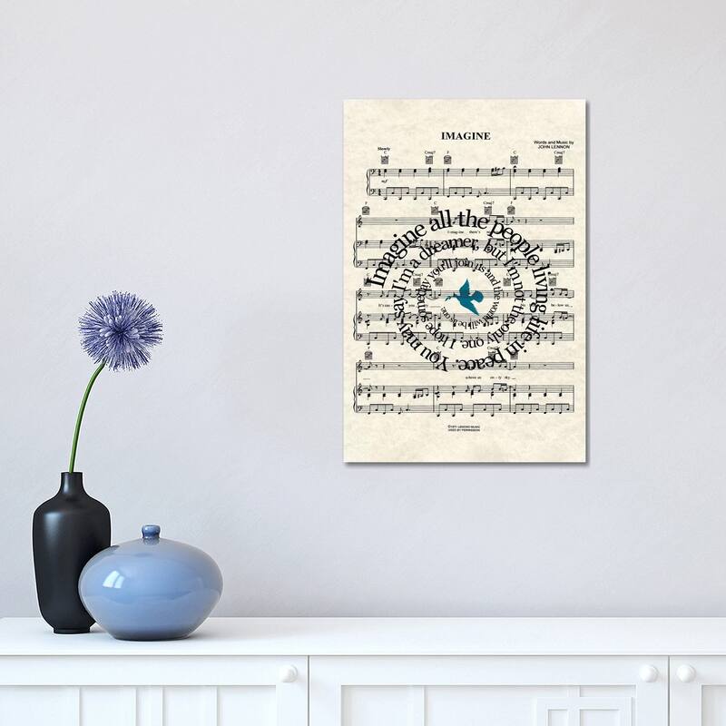 iCanvas "Imagine - Blue Dove" by WordsAndMusicArt Canvas Print - 18x12x1.5