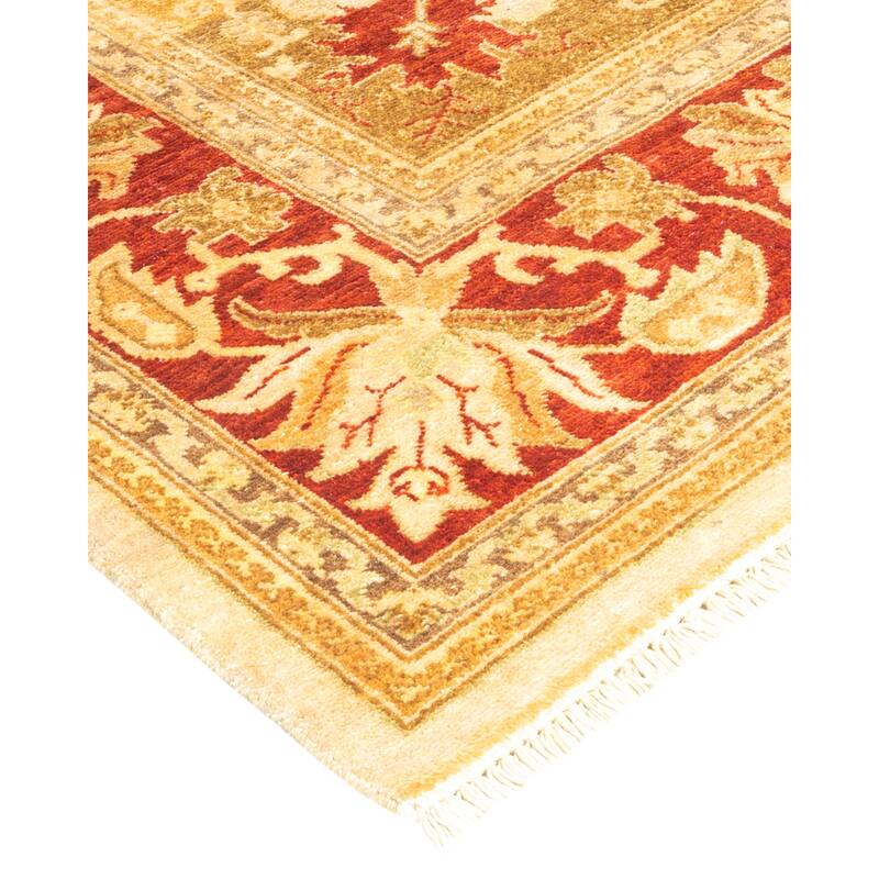 Overton Hand Knotted Wool Contemporary Floral Yellow Area Rug - 6' x 9'