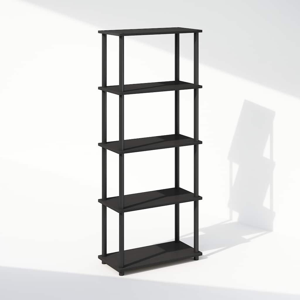 57.4 in. Tall Americano/Black Wood 4-Shelf Bookcase