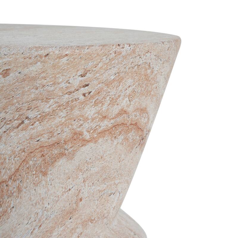 Outdoor Indoor Lightweight Concrete Side Table, Travertine Finish - 19.27