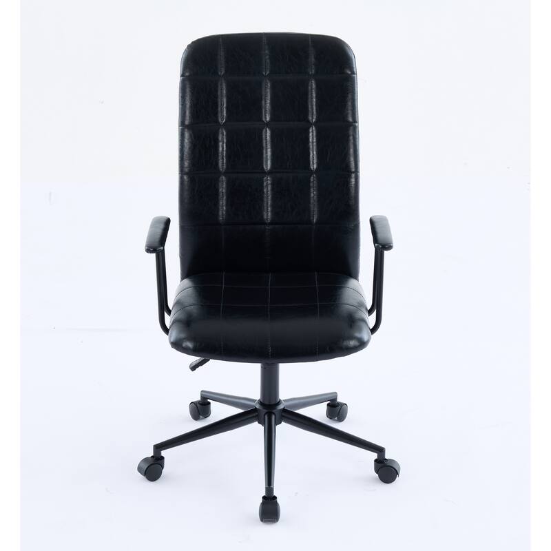 PU leather office chair, with armrest, high backrest, soft foam seating, 360 degree swivel, adjustable gaslift