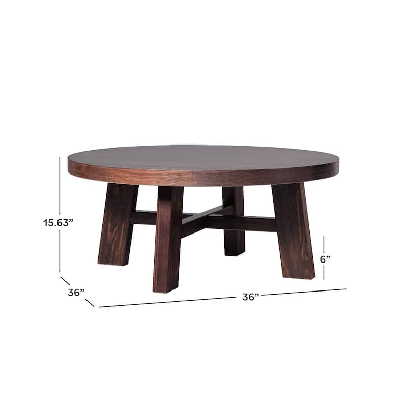 Walker Edison Modern Farmhouse Circle Solid Wood Coffee Table