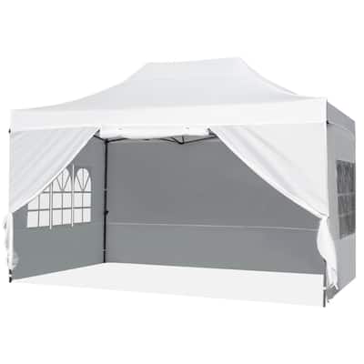 Costway 10 X 14 FT Pop up Canopy Tent with 4 Sidewalls, Wheeled Bag, 4 - See Details