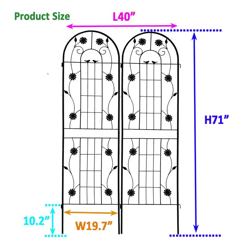 2 Pack Metal Garden Trellis Rustproof Trellis for Climbing Plants Outdoor Flower Support