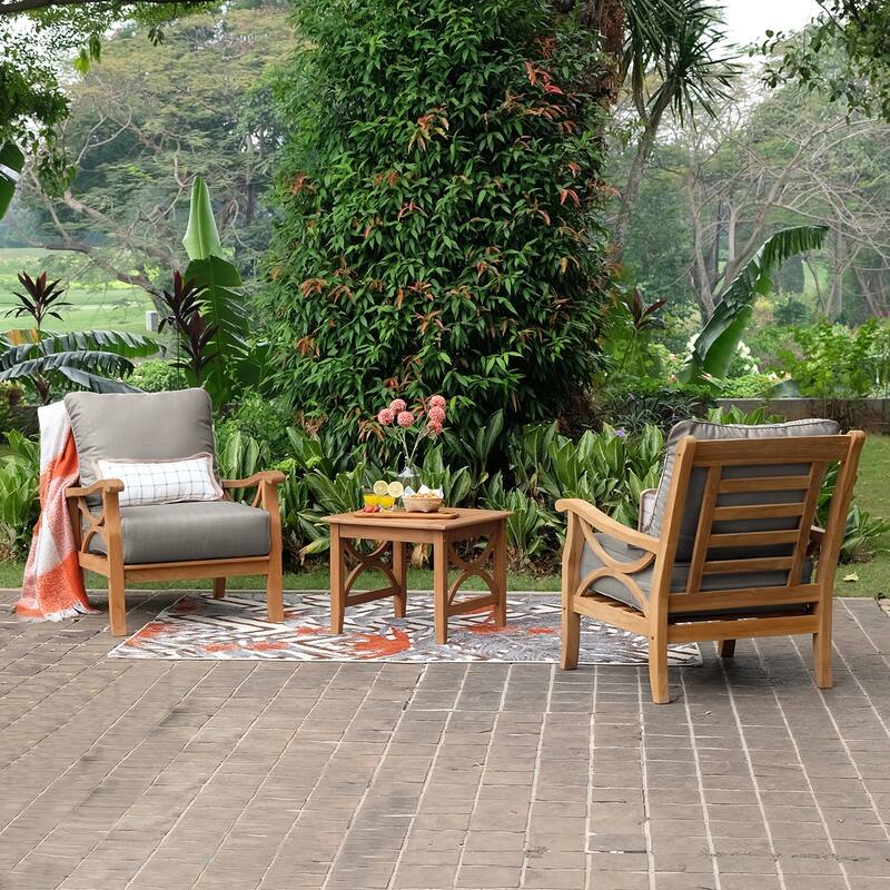 Cambridge Casual Lowell 3-piece Teak Patio Chat Set