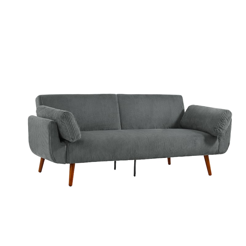 73" W Upholstered Corduroy Convertible Sleeper Sofa Bed with Pillows