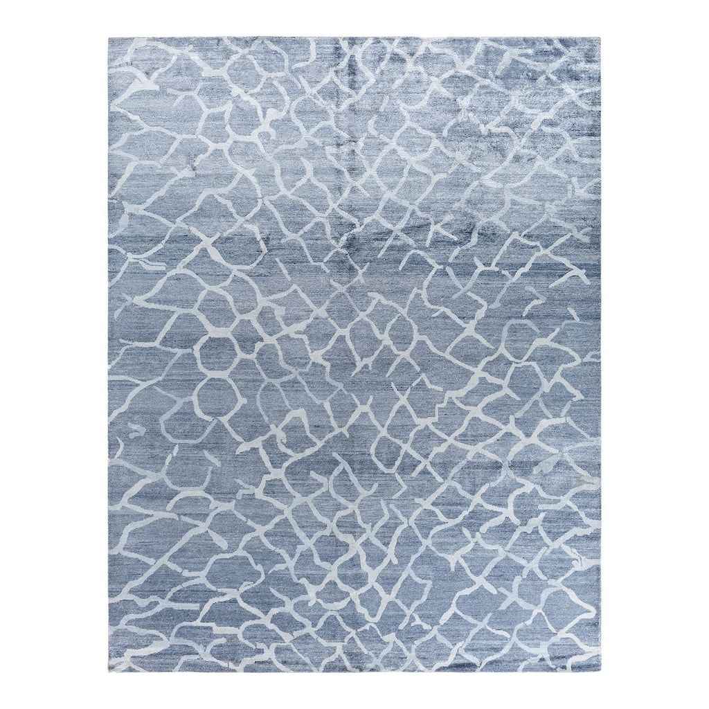 Modern One-of-a-Kind Hand-Knotted Area Rug - Gray, 9' 2" x 11' 10" - 9' 2" x 11' 10"