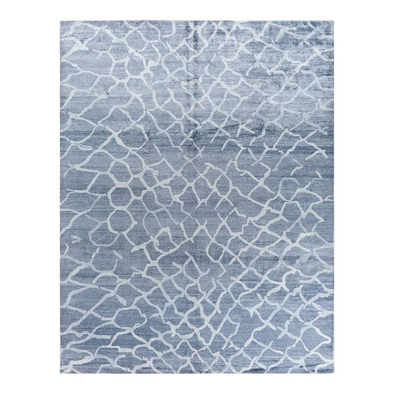 Modern One-of-a-Kind Hand-Knotted Area Rug - Gray, 9' 2" x 11' 10" - 9' 2" x 11' 10"