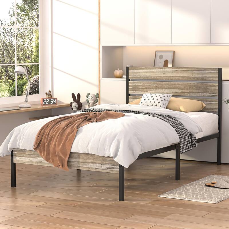 Javlergo 3 Pieces Bedroom Set Include Bed Frame & Set of 2 Nightstand